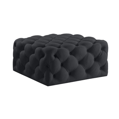 33" Navy Blue Velvet Rolling Tufted Cocktail Ottoman HomeRoots