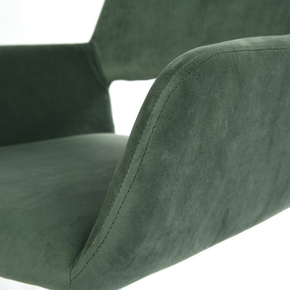 Green and Silver Upholstered and Steel Adjustable Swivel Rolling Office Chair HomeRoots