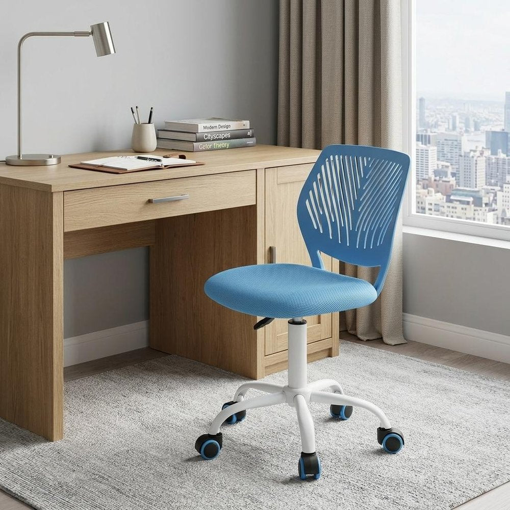 Baby Pink and White Adjustable Height Swivel Rolling Office Chair HomeRoots