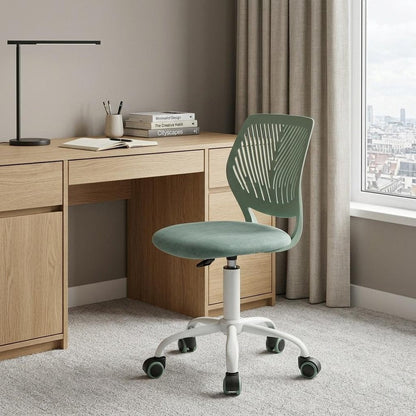 Teal and White Adjustable Height Swivel Rolling Office Chair HomeRoots
