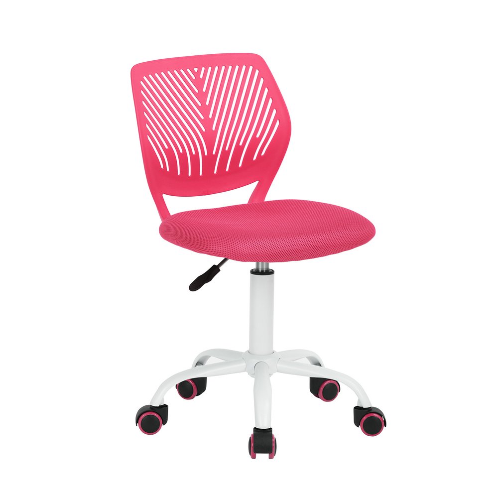 Baby Pink and White Adjustable Height Swivel Rolling Office Chair HomeRoots