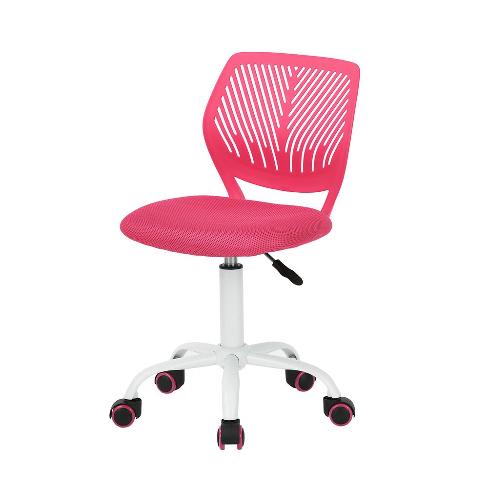 Baby Pink and White Adjustable Height Swivel Rolling Office Chair HomeRoots