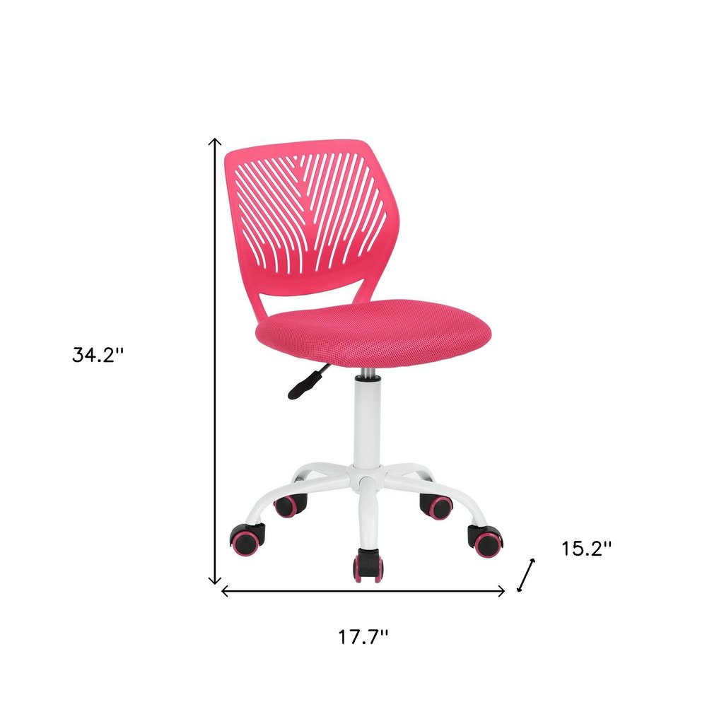 Baby Pink and White Adjustable Height Swivel Rolling Office Chair HomeRoots
