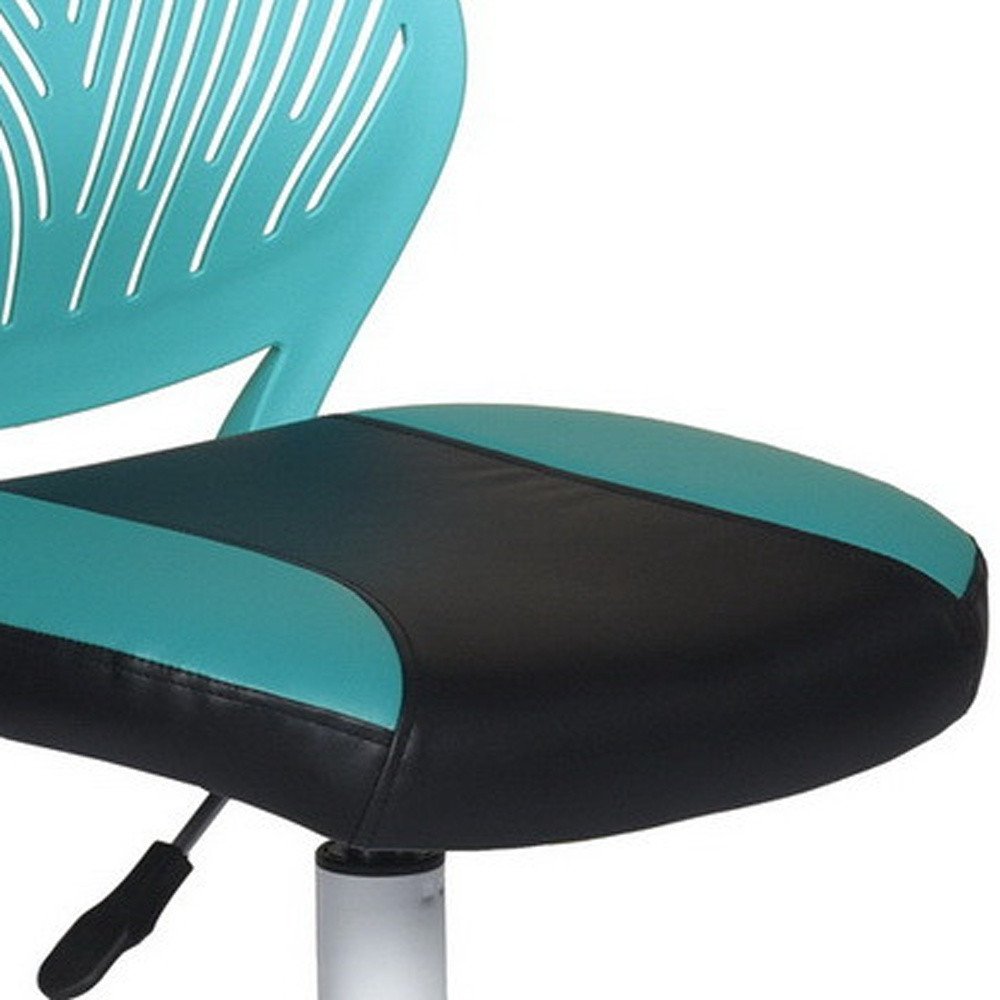 Blue Black and White Adjustable Height Swivel Rolling Office Chair HomeRoots