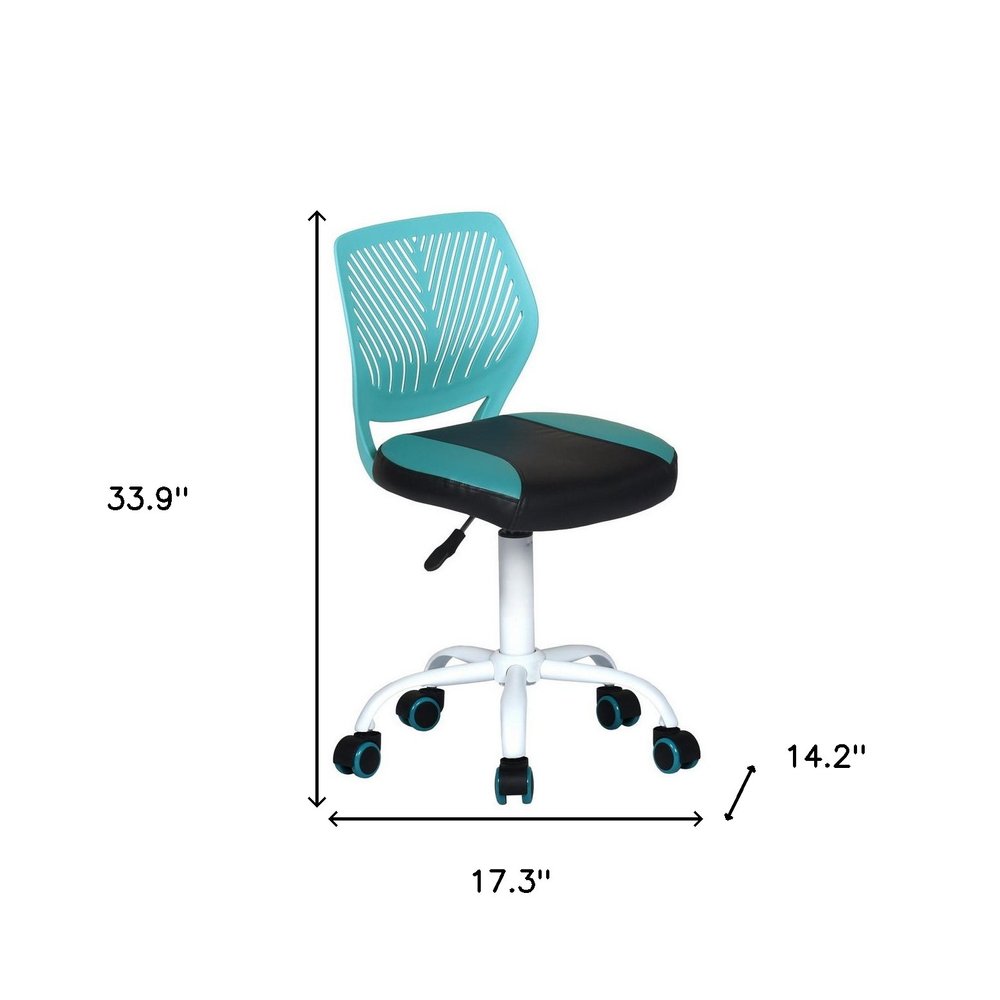 Blue Black and White Adjustable Height Swivel Rolling Office Chair HomeRoots