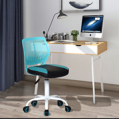 Blue Black and White Adjustable Height Swivel Rolling Office Chair HomeRoots