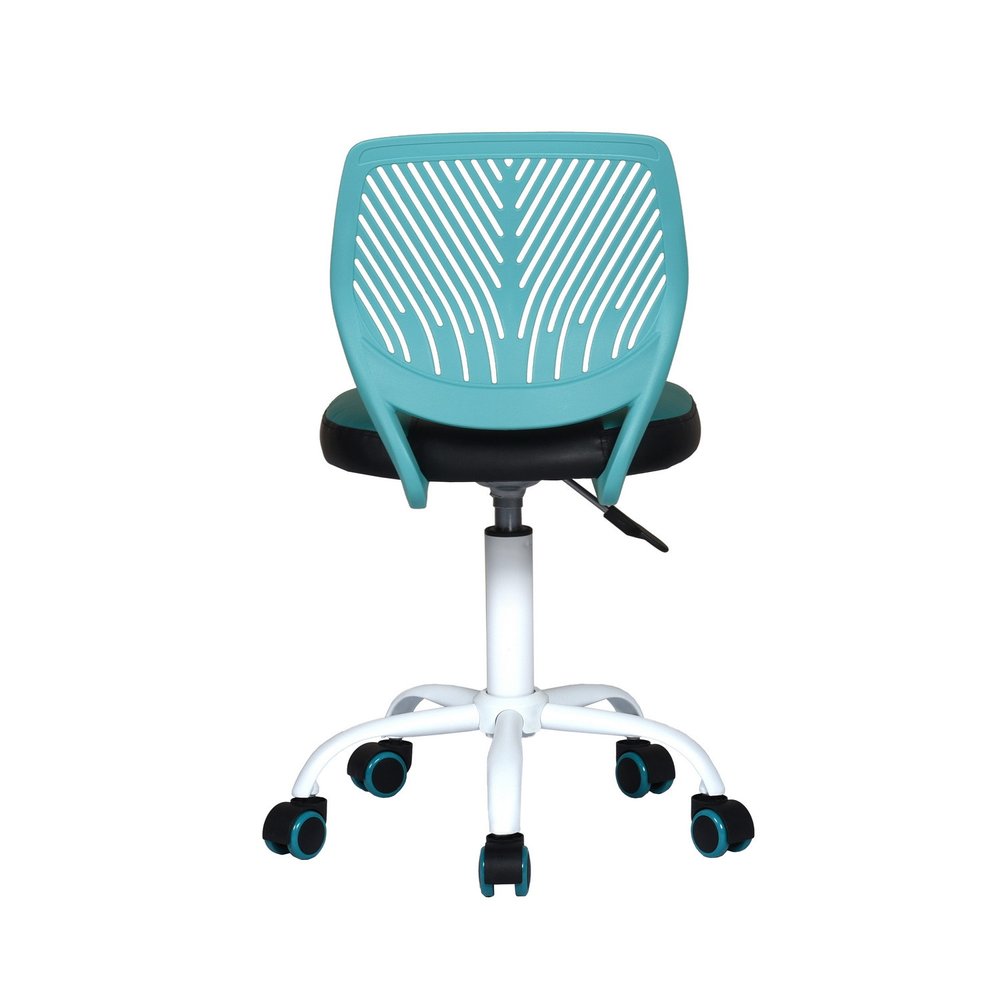 Blue Black and White Adjustable Height Swivel Rolling Office Chair HomeRoots