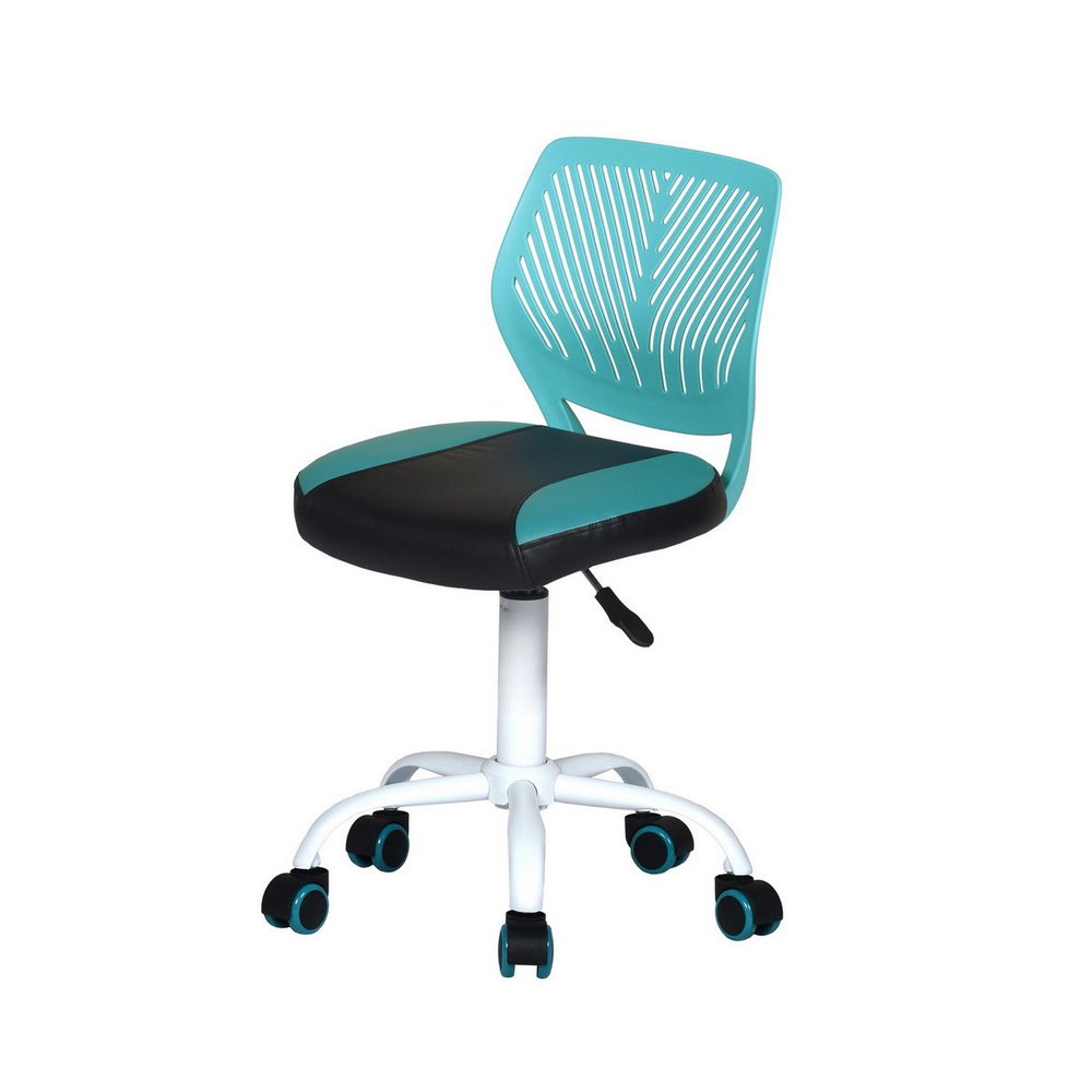 Blue Black and White Adjustable Height Swivel Rolling Office Chair HomeRoots