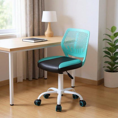 Blue Black and White Adjustable Height Swivel Rolling Office Chair HomeRoots