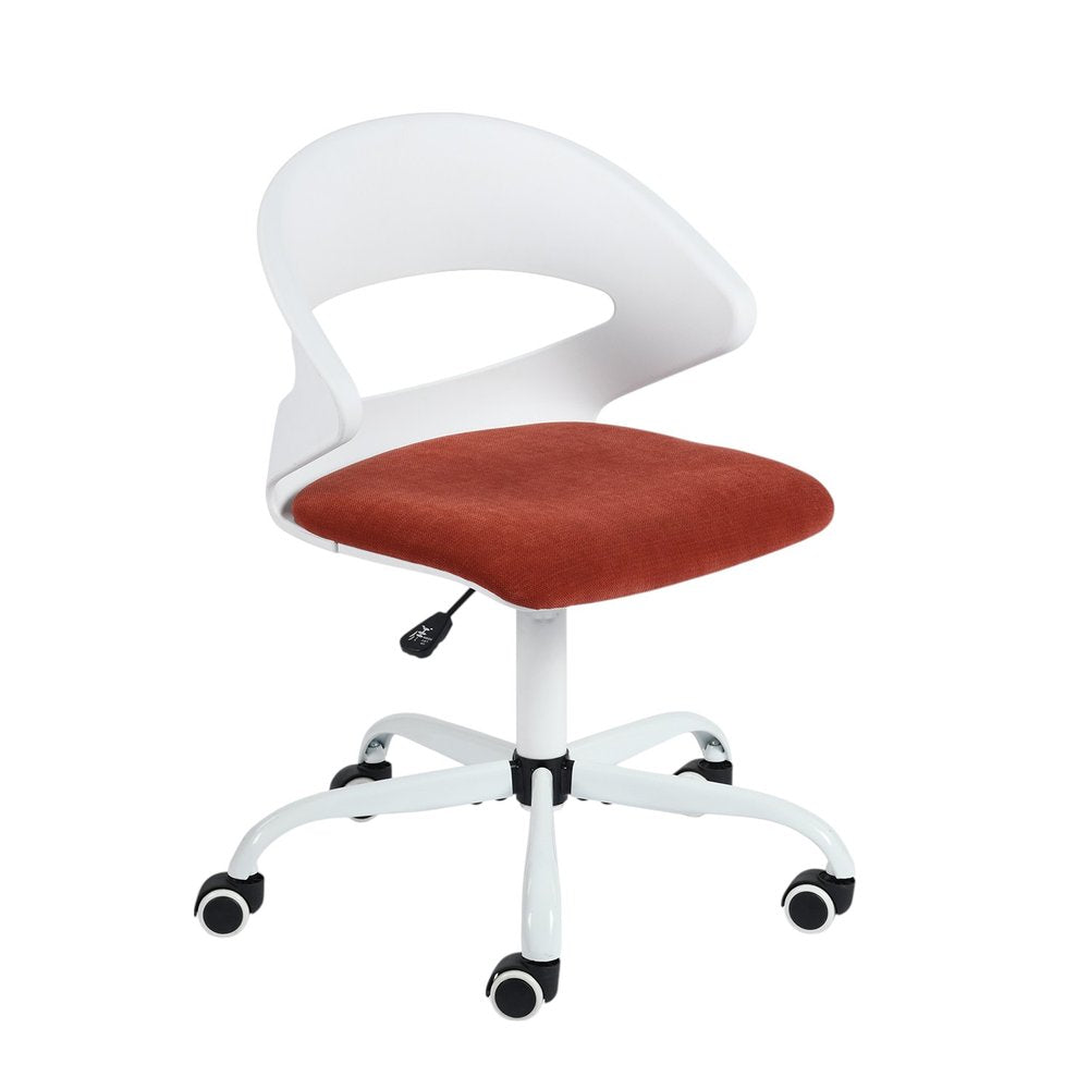 White and Brick Red Adjustable Height Swivel Rolling Office Chair HomeRoots
