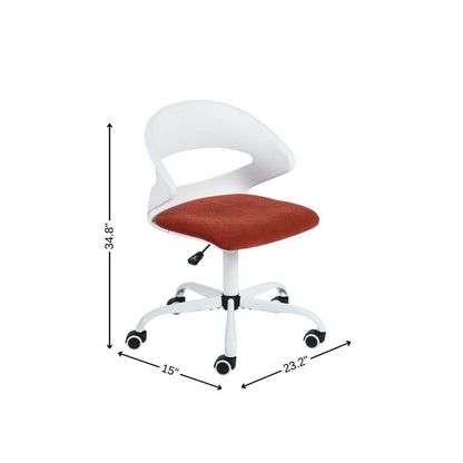 White and Brick Red Adjustable Height Swivel Rolling Office Chair HomeRoots