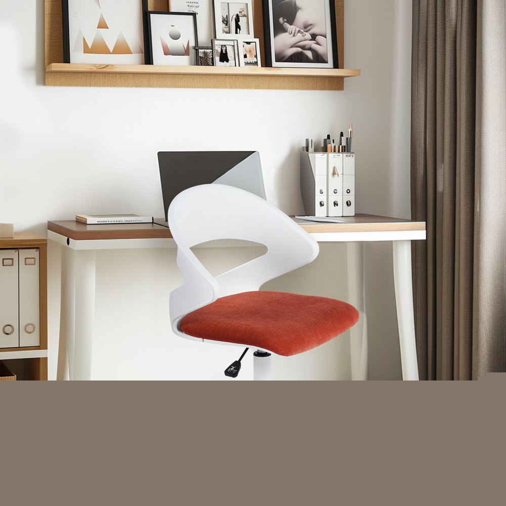 White and Brick Red Adjustable Height Swivel Rolling Office Chair HomeRoots