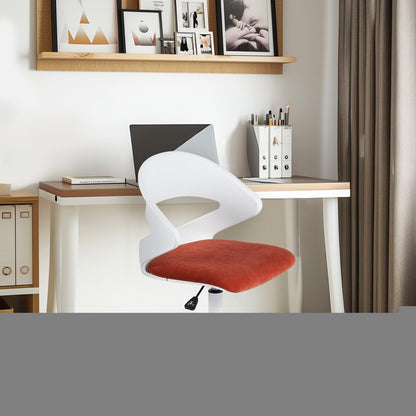 White and Brick Red Adjustable Height Swivel Rolling Office Chair HomeRoots