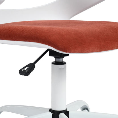 White and Brick Red Adjustable Height Swivel Rolling Office Chair HomeRoots