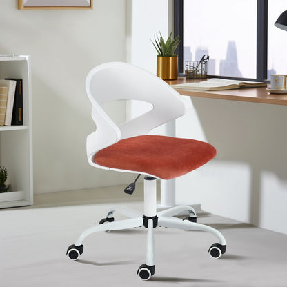 White and Brick Red Adjustable Height Swivel Rolling Office Chair HomeRoots