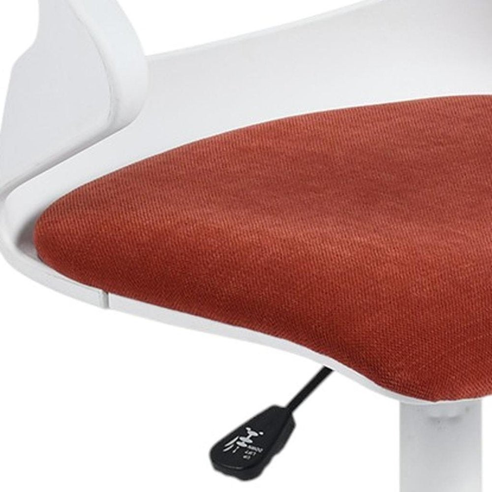 White and Brick Red Adjustable Height Swivel Rolling Office Chair — view 5