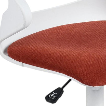 White and Brick Red Adjustable Height Swivel Rolling Office Chair HomeRoots