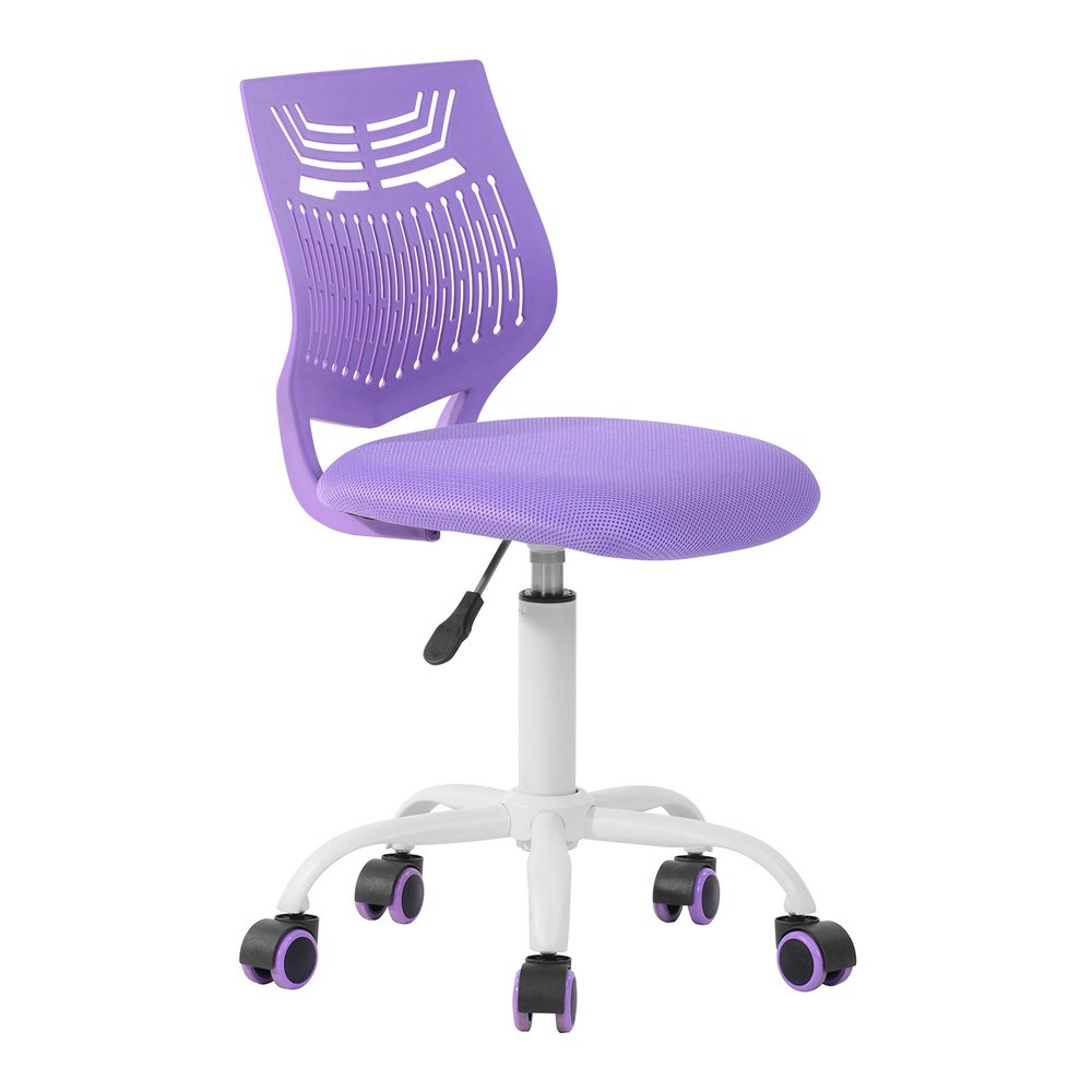 Purple and White Adjustable Height Swivel Rolling Office Chair HomeRoots