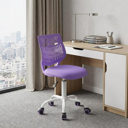 Purple and White Adjustable Height Swivel Rolling Office Chair HomeRoots