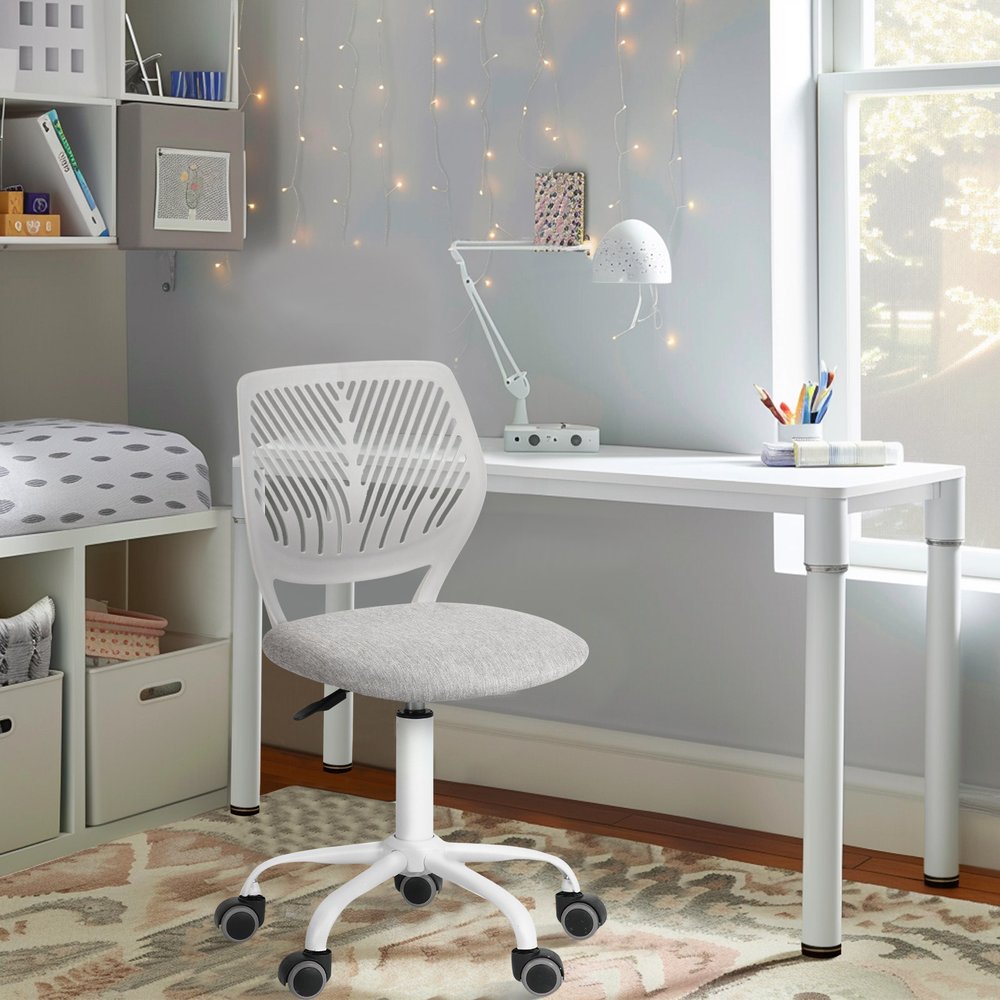 Gray and Black Adjustable Height Swivel Rolling Office Chair HomeRoots