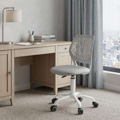 Gray and Black Adjustable Height Swivel Rolling Office Chair HomeRoots