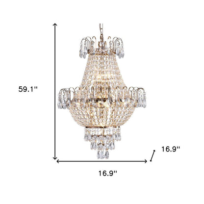Gold Seven Light Metal Chandelier With Gold Shades HomeRoots