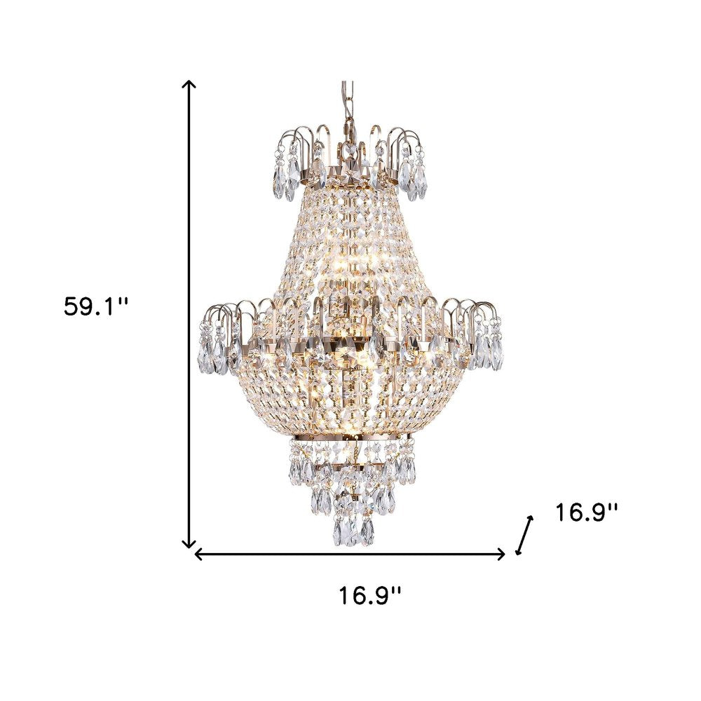 Gold Seven Light Metal Chandelier With Gold Shades HomeRoots
