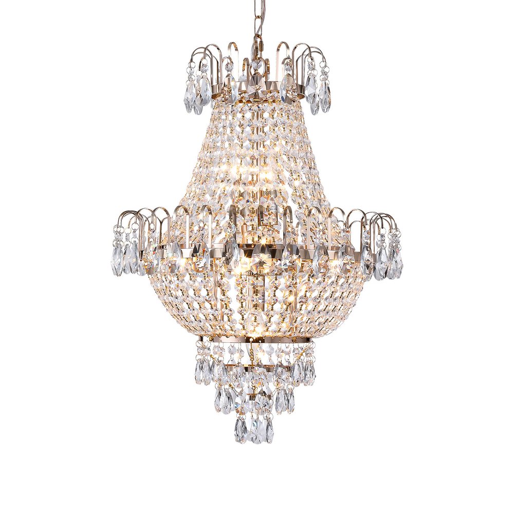 Gold Seven Light Metal Chandelier With Gold Shades HomeRoots