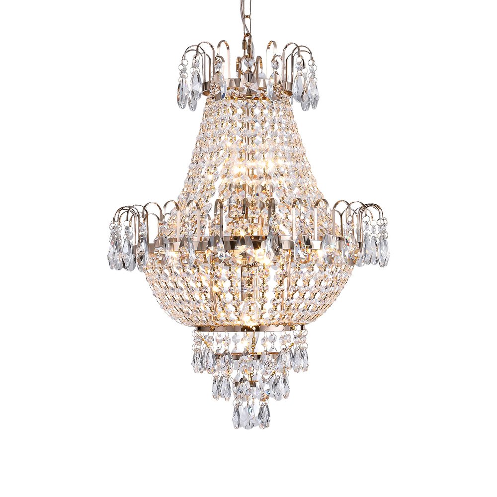 Gold Seven Light Metal Chandelier With Gold Shades HomeRoots
