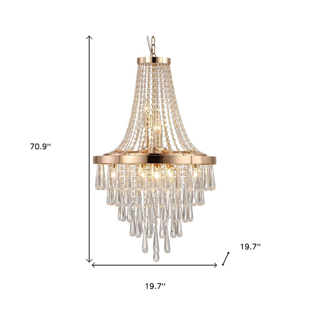 Gold Eleven Light Metal Chandelier With Gold Shades HomeRoots