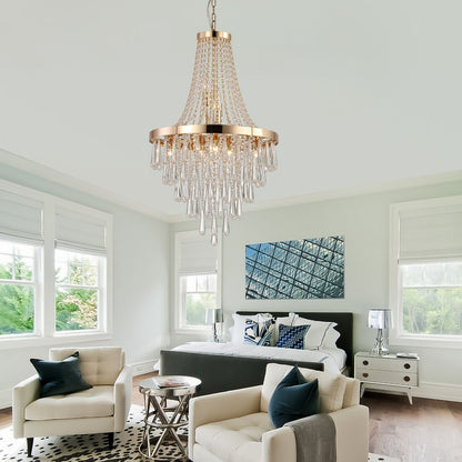 Gold Eleven Light Metal Chandelier With Gold Shades HomeRoots