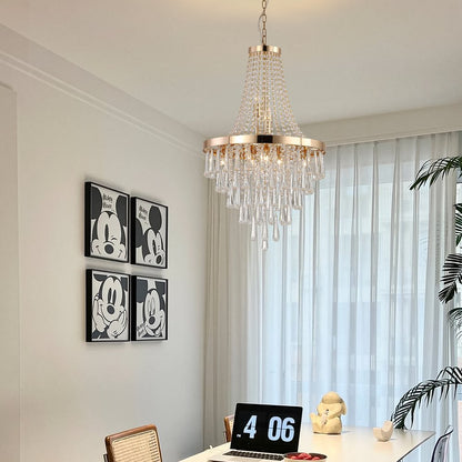 Gold Eleven Light Metal Chandelier With Gold Shades HomeRoots