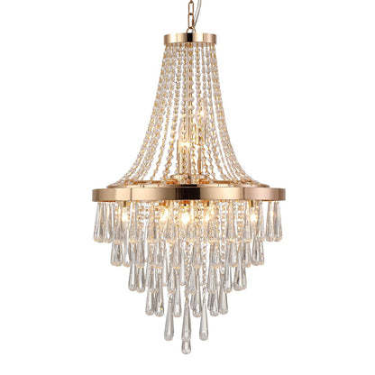 Gold Eleven Light Metal Chandelier With Gold Shades HomeRoots