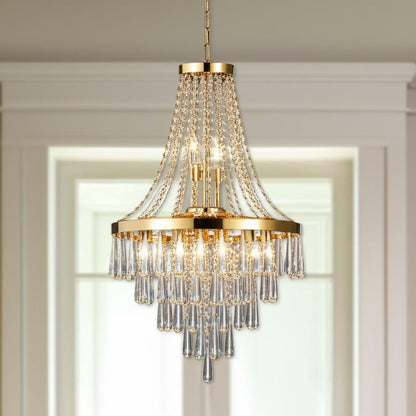 Gold Eleven Light Metal Chandelier With Gold Shades HomeRoots