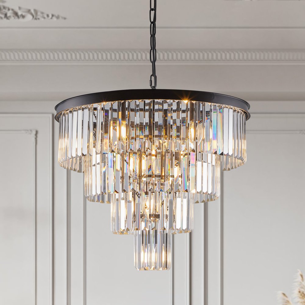 Black Chandelier Metal Ceiling Light HomeRoots