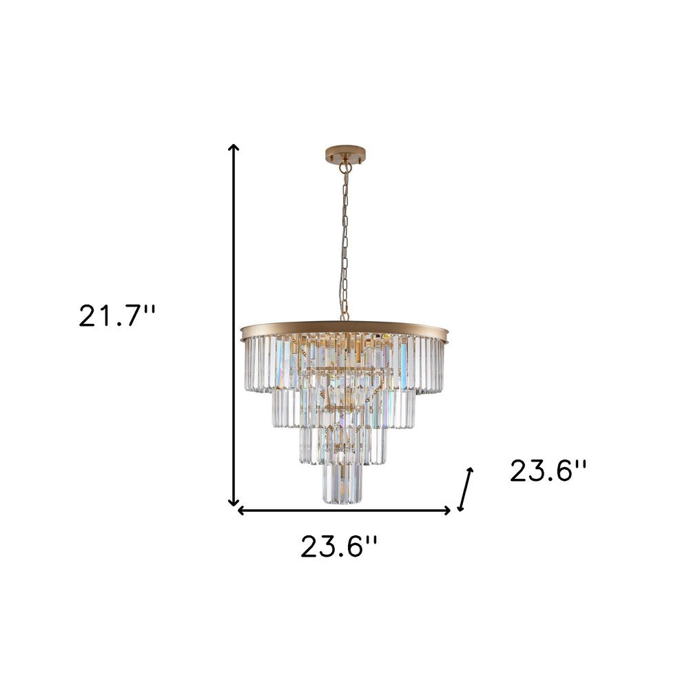 Gold Twelve Light Metal Chandelier With Gold Shades HomeRoots