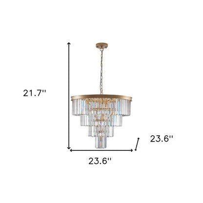 Gold Twelve Light Metal Chandelier With Gold Shades HomeRoots