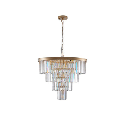 Gold Twelve Light Metal Chandelier With Gold Shades HomeRoots