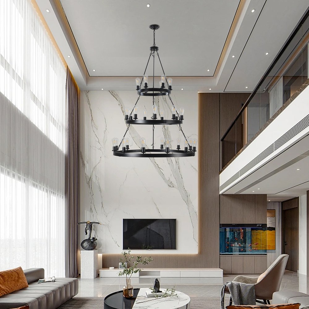 Black Chandelier Metal Ceiling Light HomeRoots