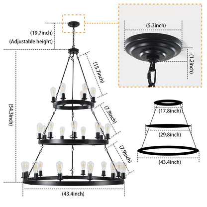 Black Chandelier Metal Ceiling Light HomeRoots