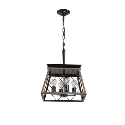 Black Four Light Metal Chandelier With Black Shades HomeRoots