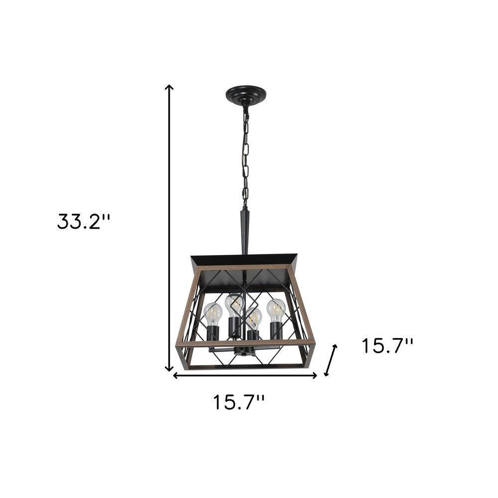 Black Four Light Metal Chandelier With Black Shades HomeRoots