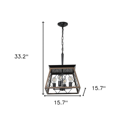 Black Four Light Metal Chandelier With Black Shades HomeRoots