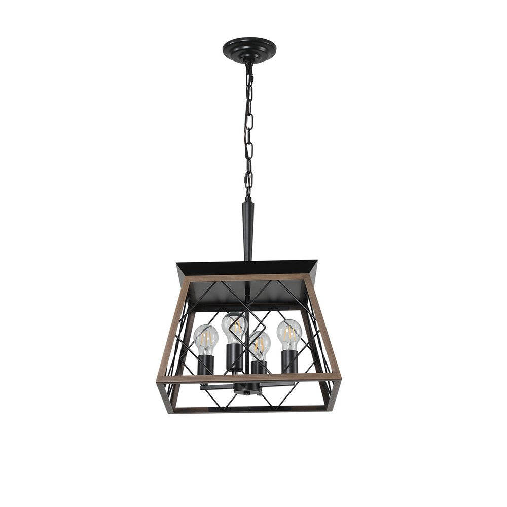 Black Four Light Metal Chandelier With Black Shades HomeRoots