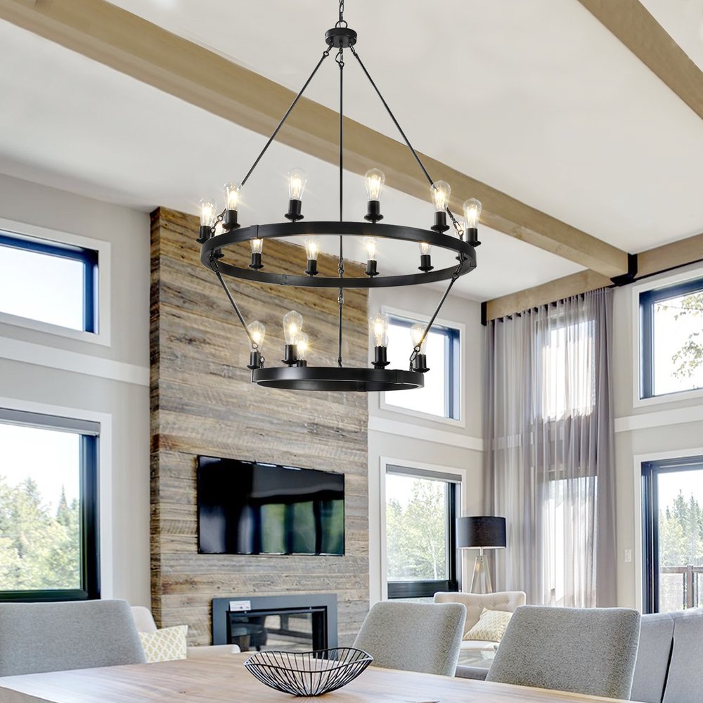 Black Chandelier Metal Ceiling Light HomeRoots