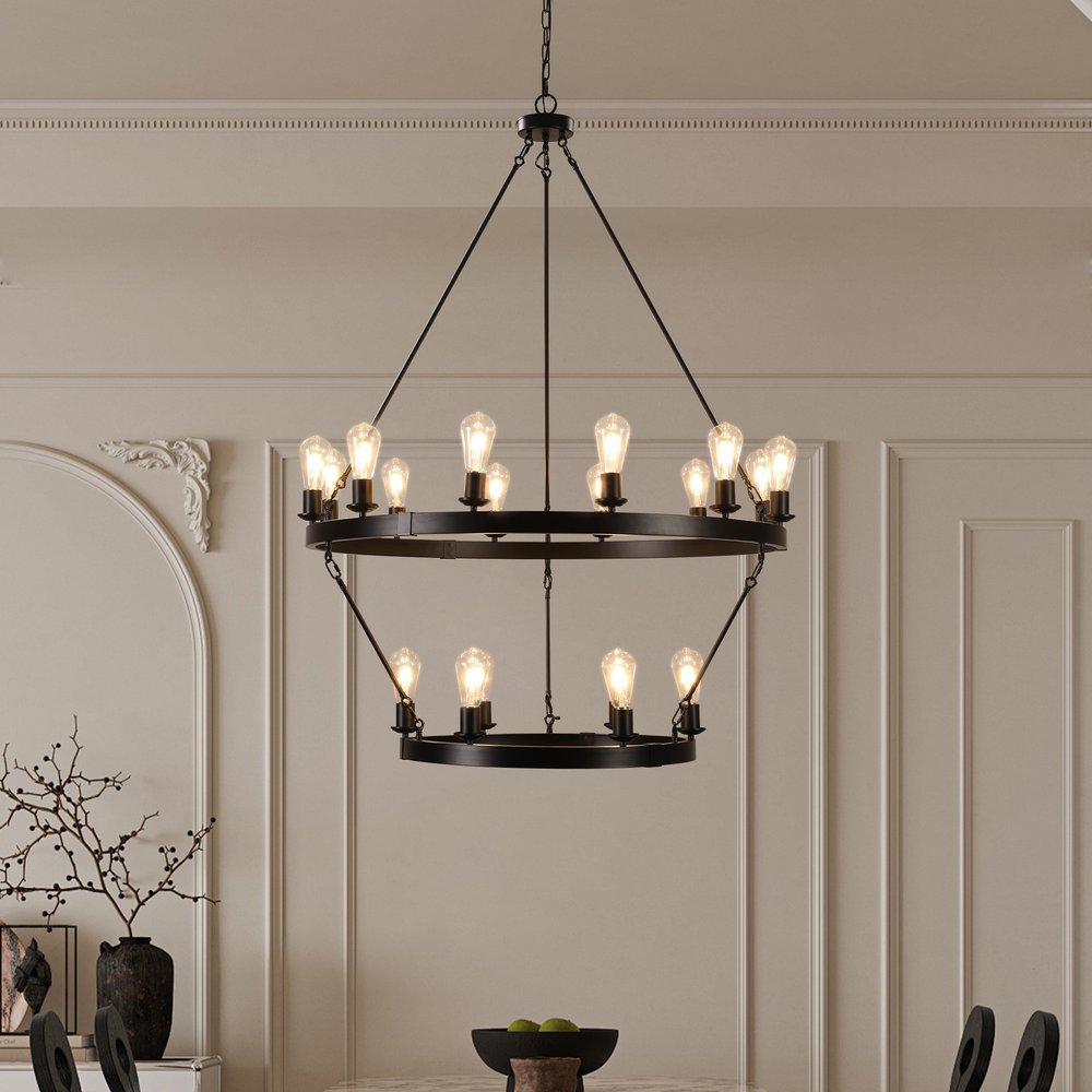Black Chandelier Metal Ceiling Light HomeRoots
