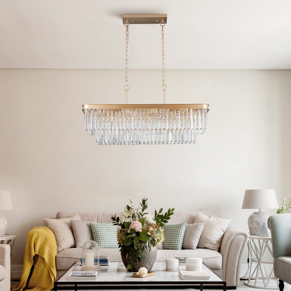 Gold Eleven Light Metal Chandelier With Gold Shades HomeRoots