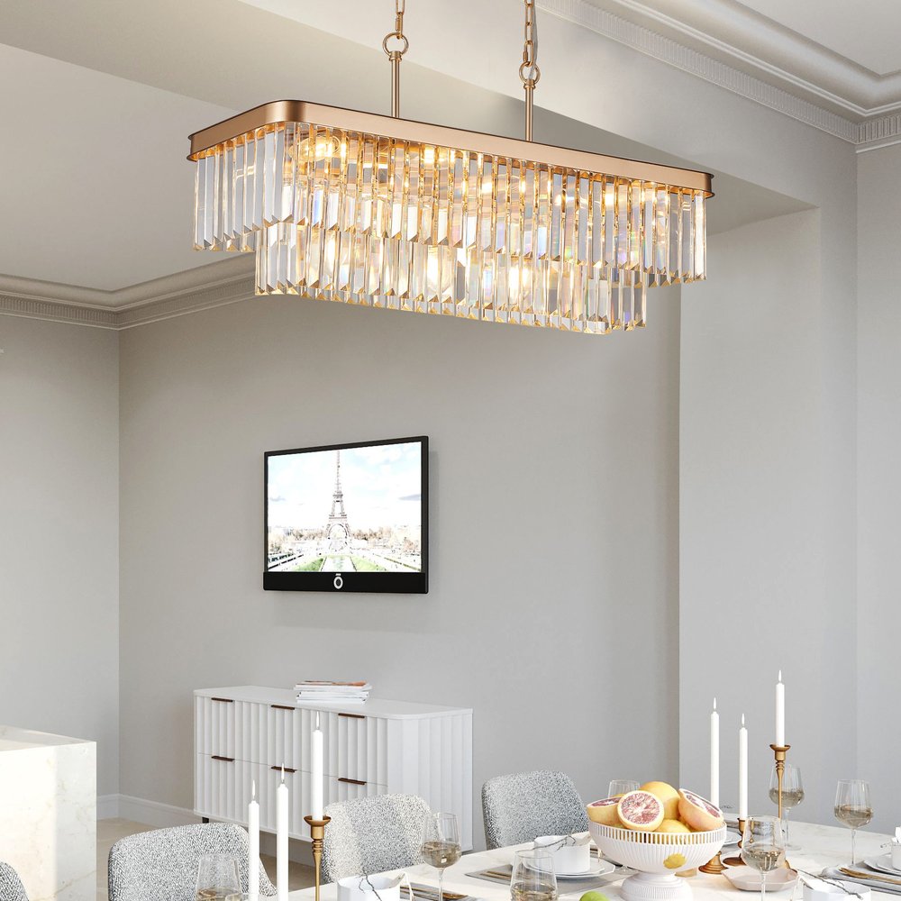 Gold Eleven Light Metal Chandelier With Gold Shades HomeRoots