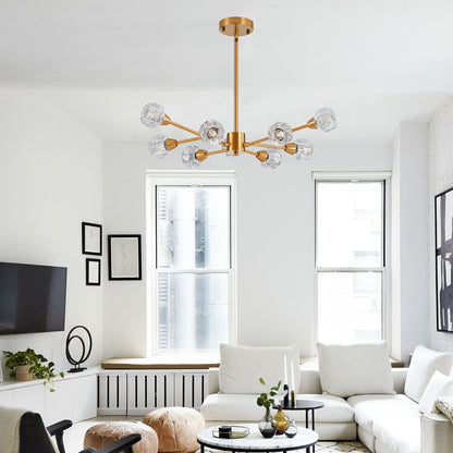 Gold Nine Light Metal Chandelier HomeRoots