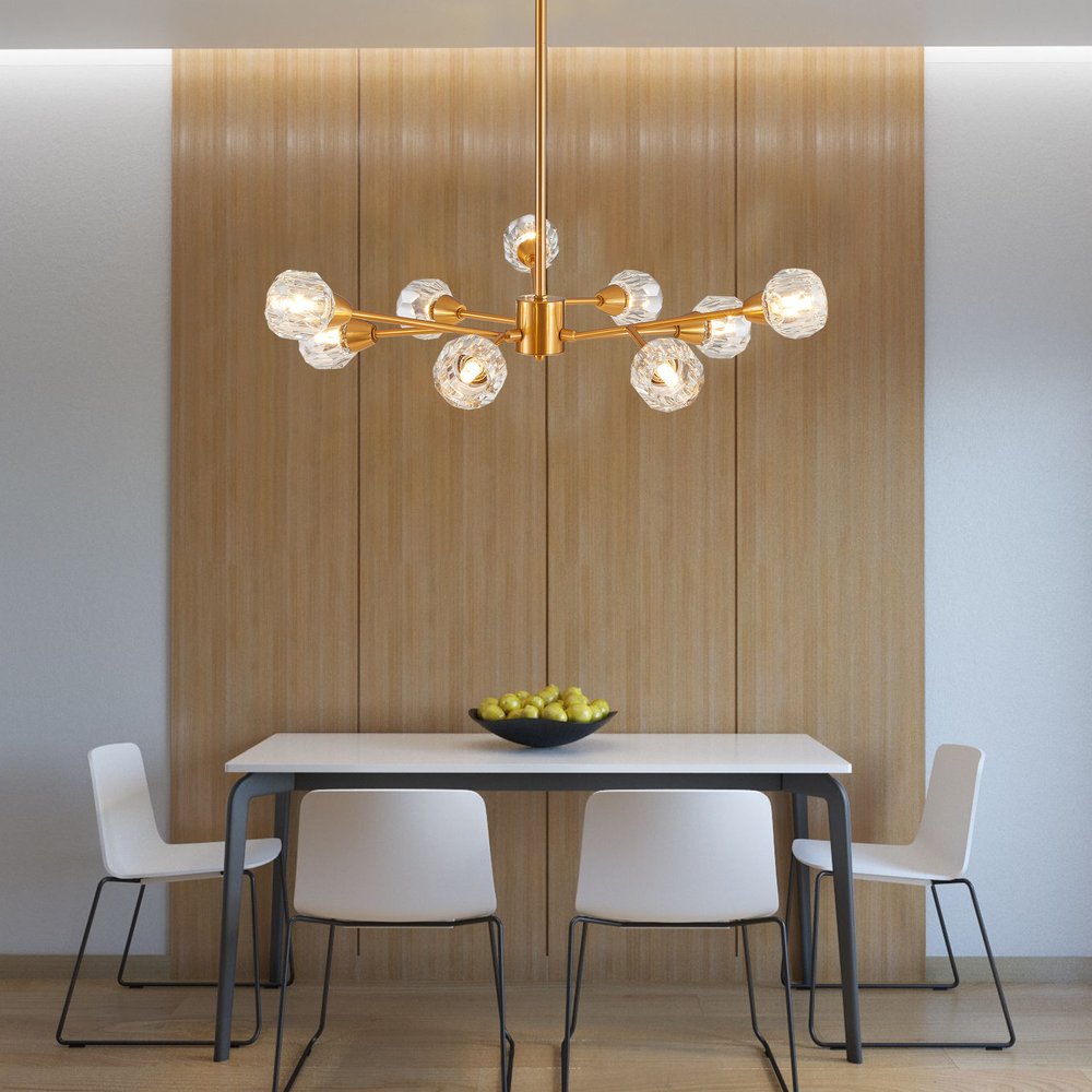 Gold Nine Light Metal Chandelier HomeRoots